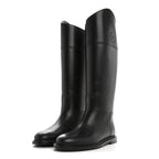 Fendi Vitello Karligraphy Embossed Tall Riding Boots 36 Black