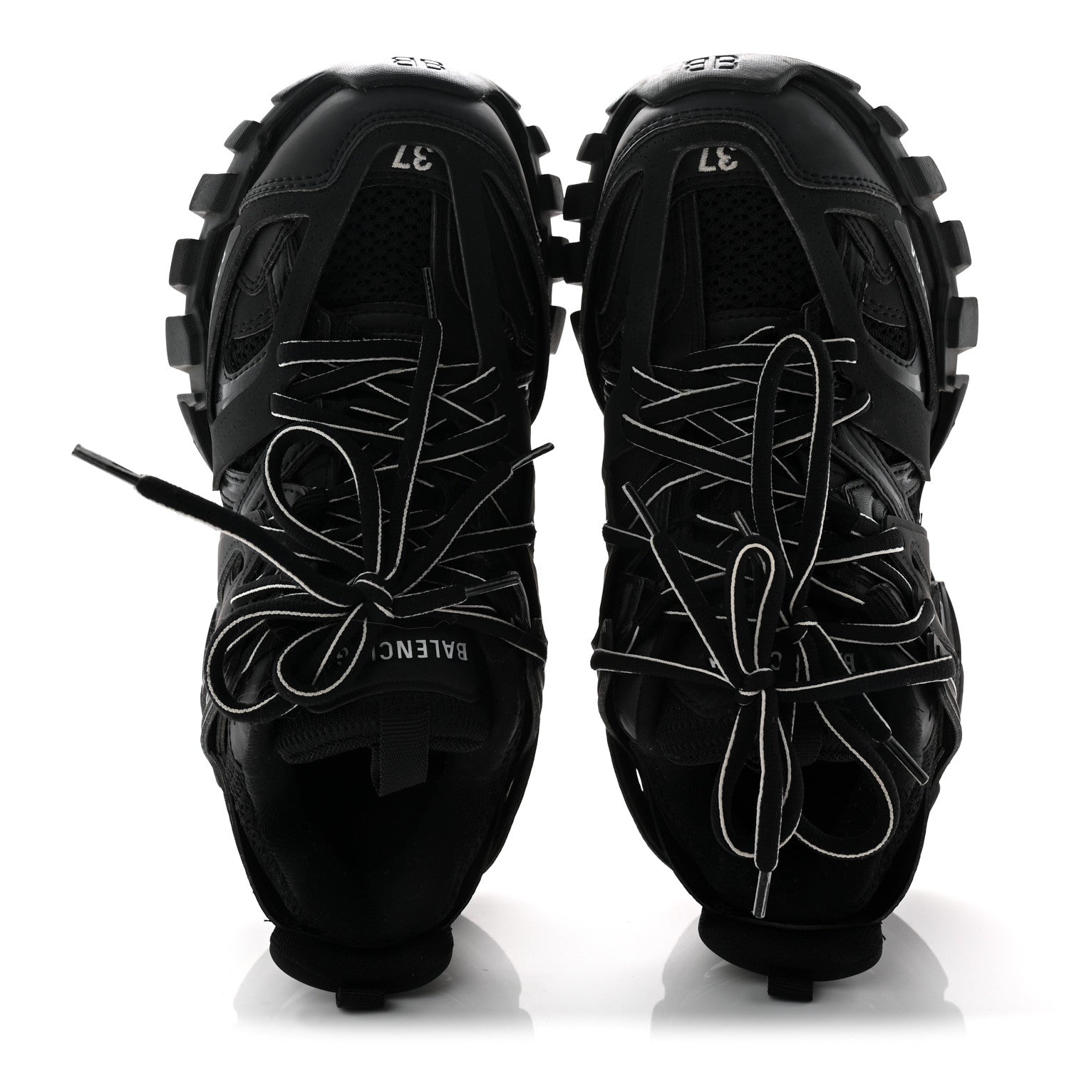 Balenciaga Mesh Nubuck Effect Fabric LED Womens Track Sneakers 37 Black