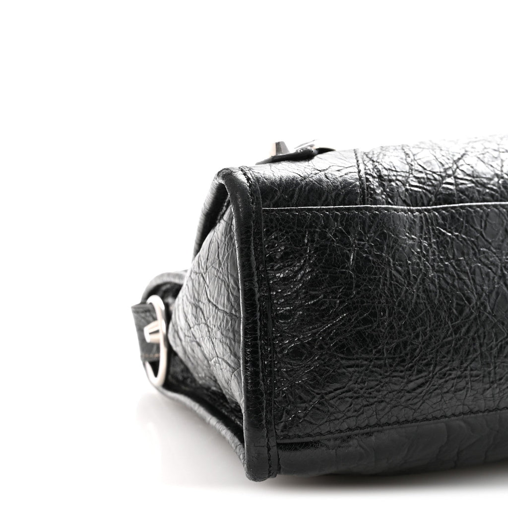 Balenciaga Agneau Arena Storico Silver Hardware Small Le City Black