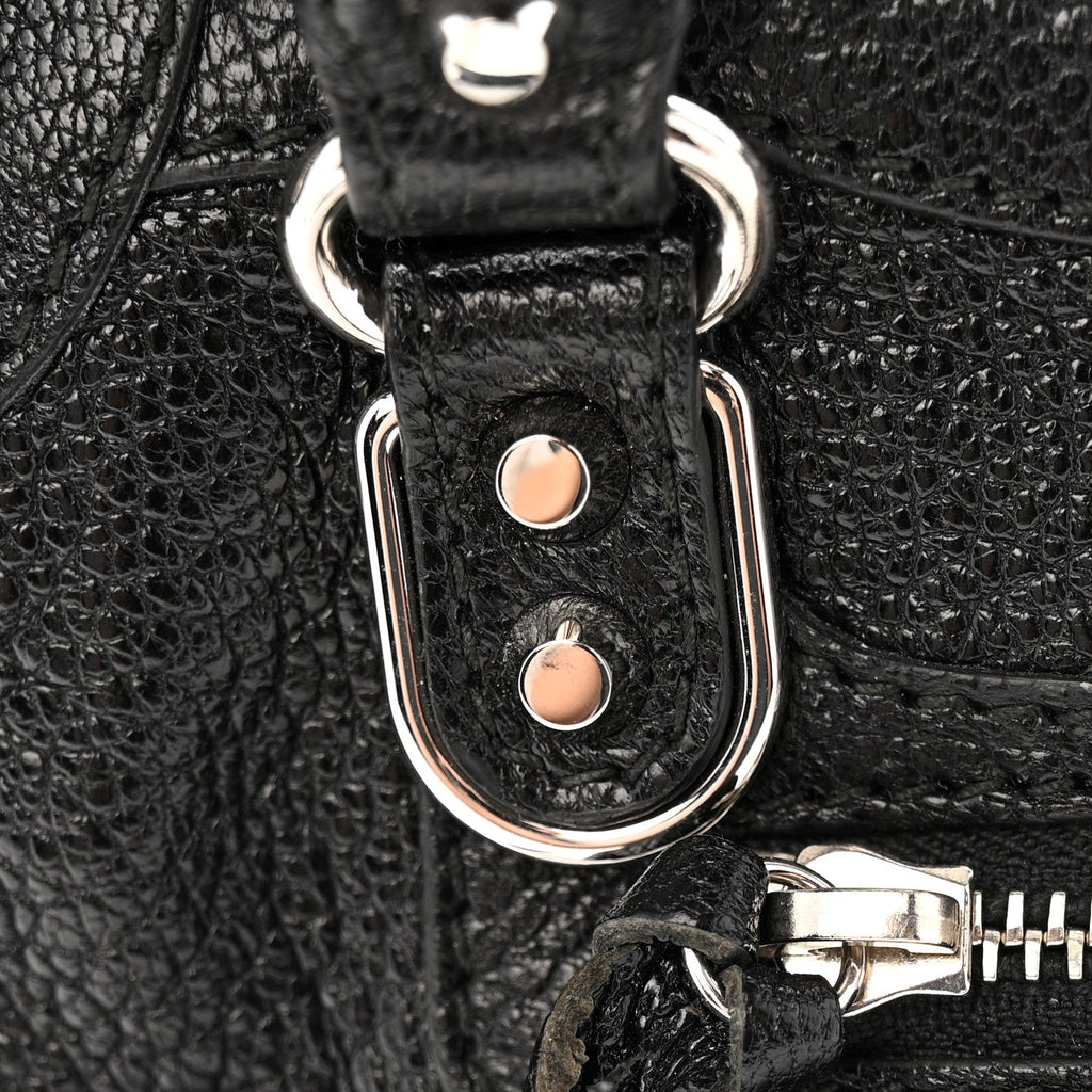 Balenciaga Chevre Silver Metallic Edge Hardware Nano City Black