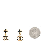 Chanel Crystal CC Drop Earrings Gold Black