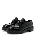 Prada Spazzolato Metal Triangle Logo 50mm Loafers 36.5 Black
