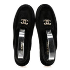 Chanel Suede Calfskin CC Slingback Loafers 39 Black