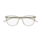 Saint Laurent Eyeglasses Round Full Rim, Transparent Beige Frame and Clear Demo Lenses Lens SL471004