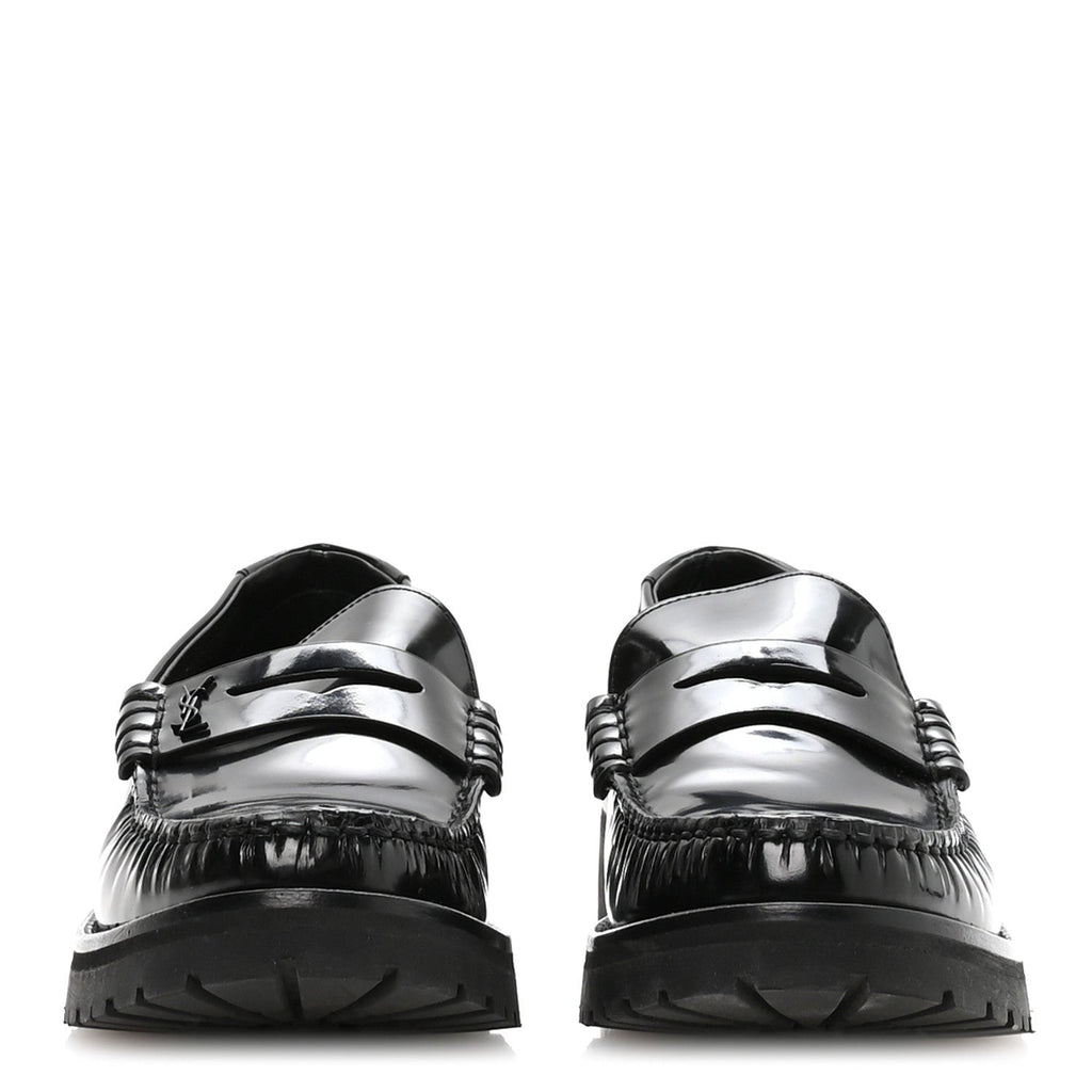 Saint Laurent Glazed Calfskin Le Loafer 15 Penny Slippers 39 Black
