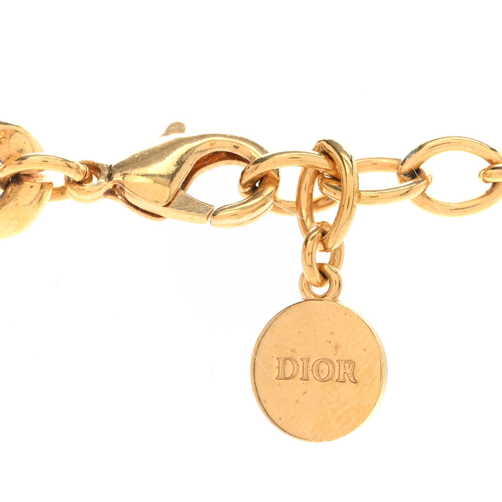 Christian Dior Metal Crystal 30 Montaigne Necklace Gold