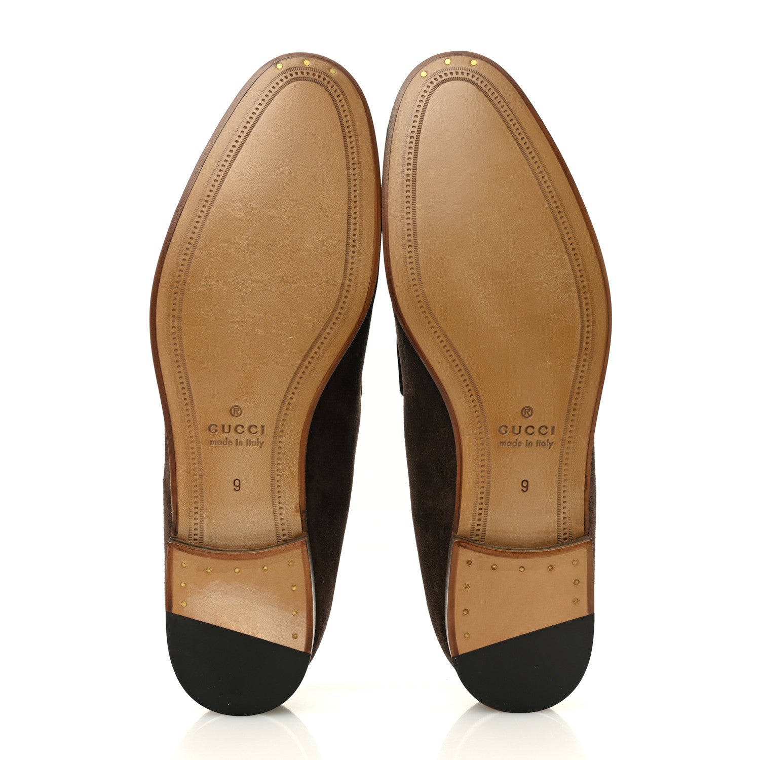 Gucci Luxury Suede GG Monogram Horsebit Mens Jordy Loafers 9 Night Cocoa