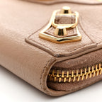 Balenciaga Chevre Gold Metallic Edge Hardware Continental Zip Around Wallet Rose Des Sables