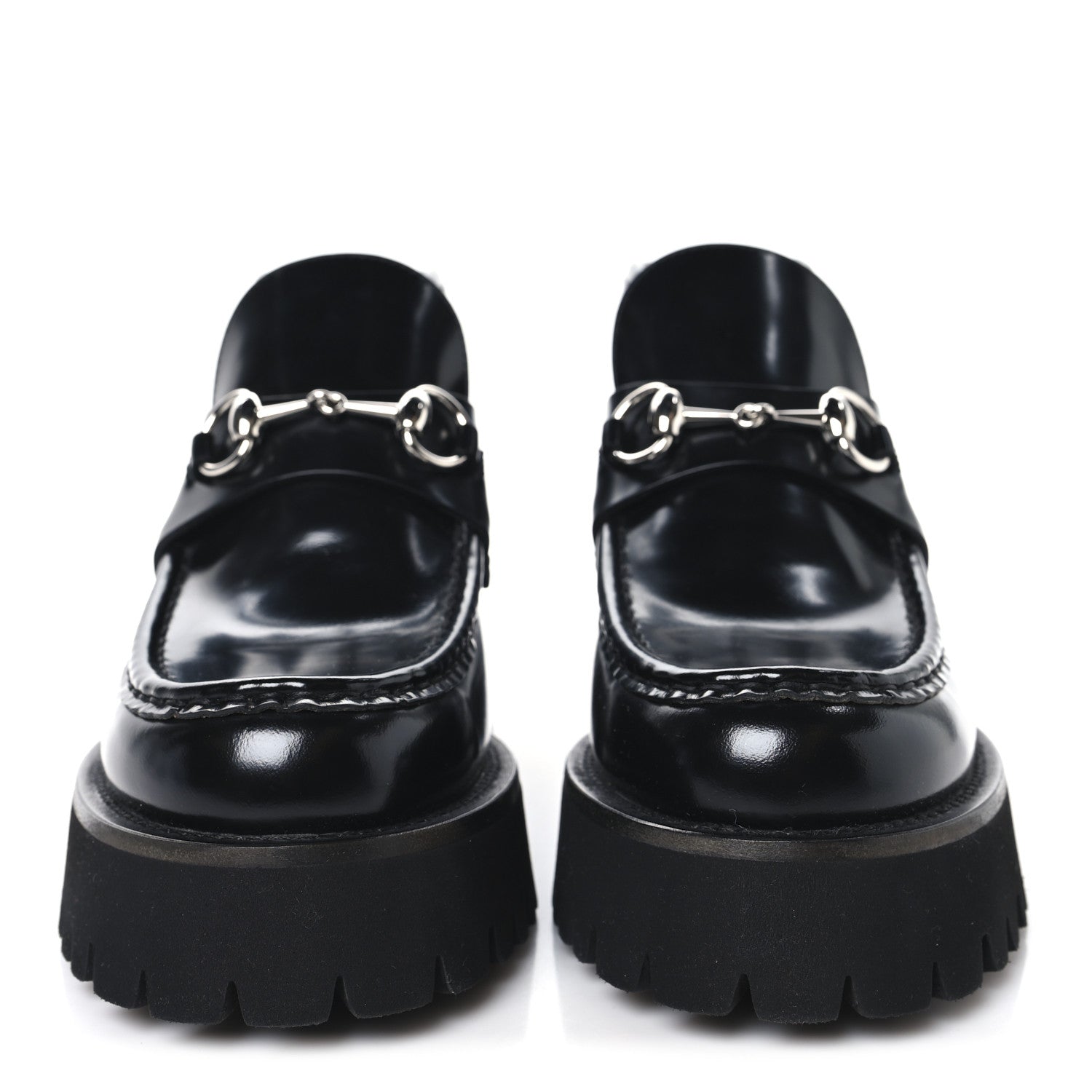 Gucci Cordovan Lux Womens Horsebit Platform Ankle Boots 38.5 Black