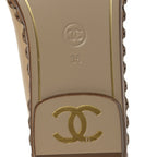 Chanel Lambskin Chain CC Mocassin Loafer Espadrilles 36 Beige Black