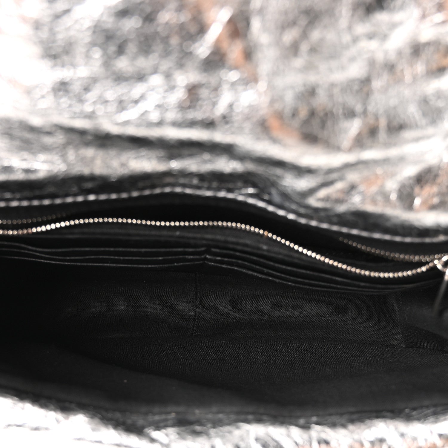 Balenciaga Metallized Arena Calfskin MIni Monaco Chain Shoulder Bag Silver