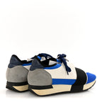 Balenciaga Mesh Neoprene Calfskin Suede Womens Race Runner Sneakers 37 Bleu Saphir White Black