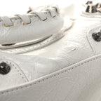 Balenciaga Agneau Arena Mini Le Cagole Duffle Crossbody Bag Optic White