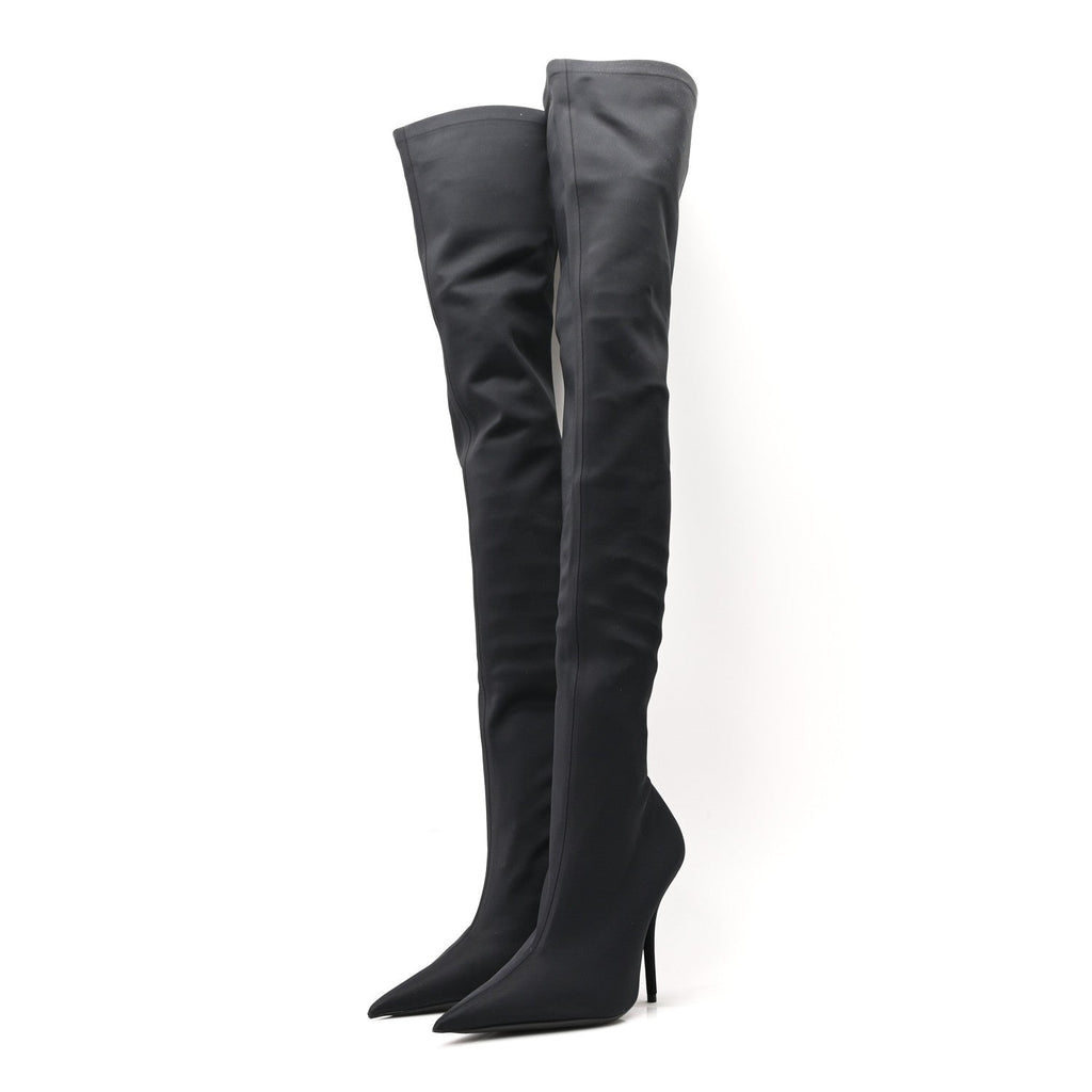 Balenciaga Spandex Pointed Toe Knife Thigh High Boots 39 Black
