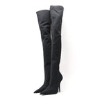 Balenciaga Spandex Pointed Toe Knife Thigh High Boots 39 Black