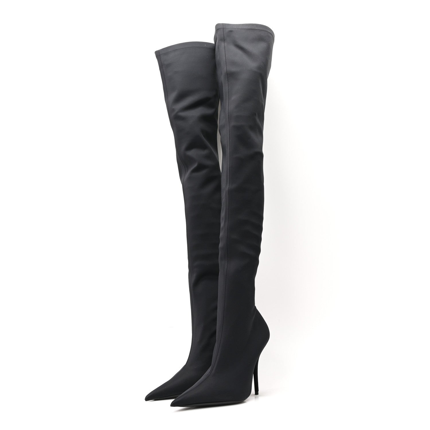 Balenciaga Spandex Pointed Toe Knife Thigh High Boots 39 Black
