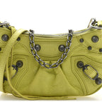 Balenciaga Agneau Arena Le Cagole Mini Purse With Chain Lime