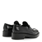 Prada Spazzolato Metal Triangle Logo 50mm Loafers 36.5 Black