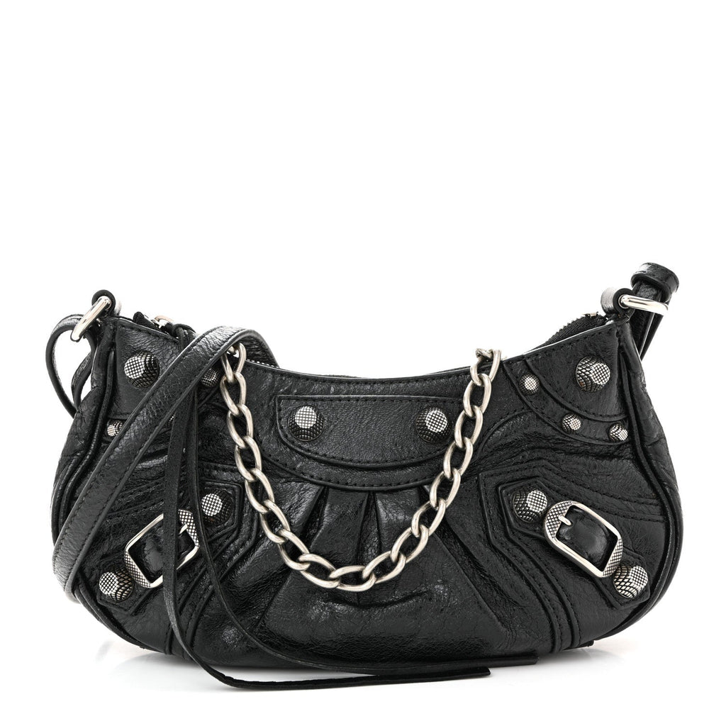 Balenciaga Agneau Arena Le Cagole Mini Purse With Chain Black