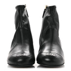 Chanel Stretch Lambskin Cap Toe CC Short Boots 36.5 Black