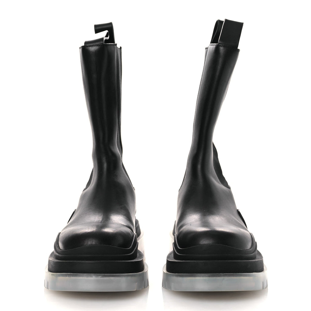 Bottega Veneta Calfskin The Tire Chelsea Boots 39 Black Transparent