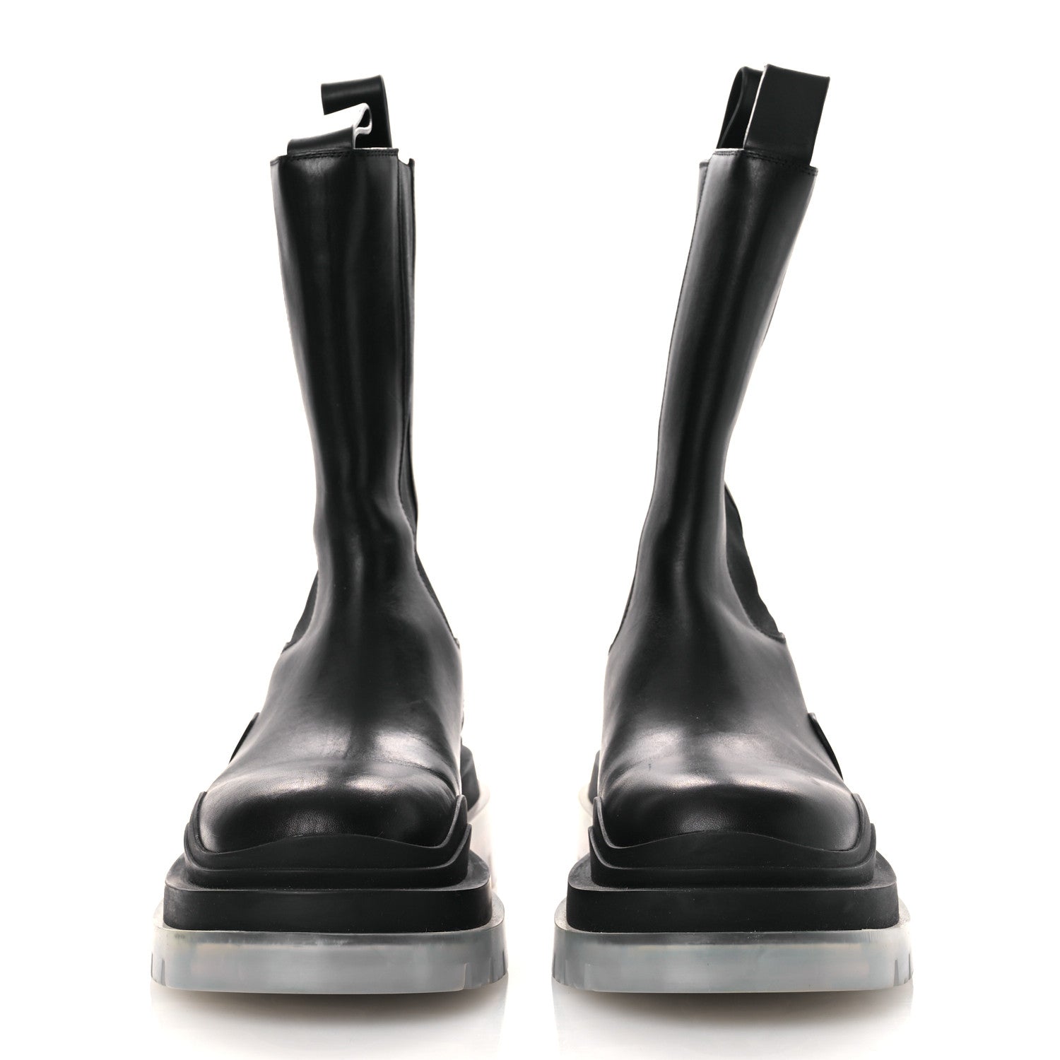 Bottega Veneta Calfskin The Tire Chelsea Boots 39 Black Transparent