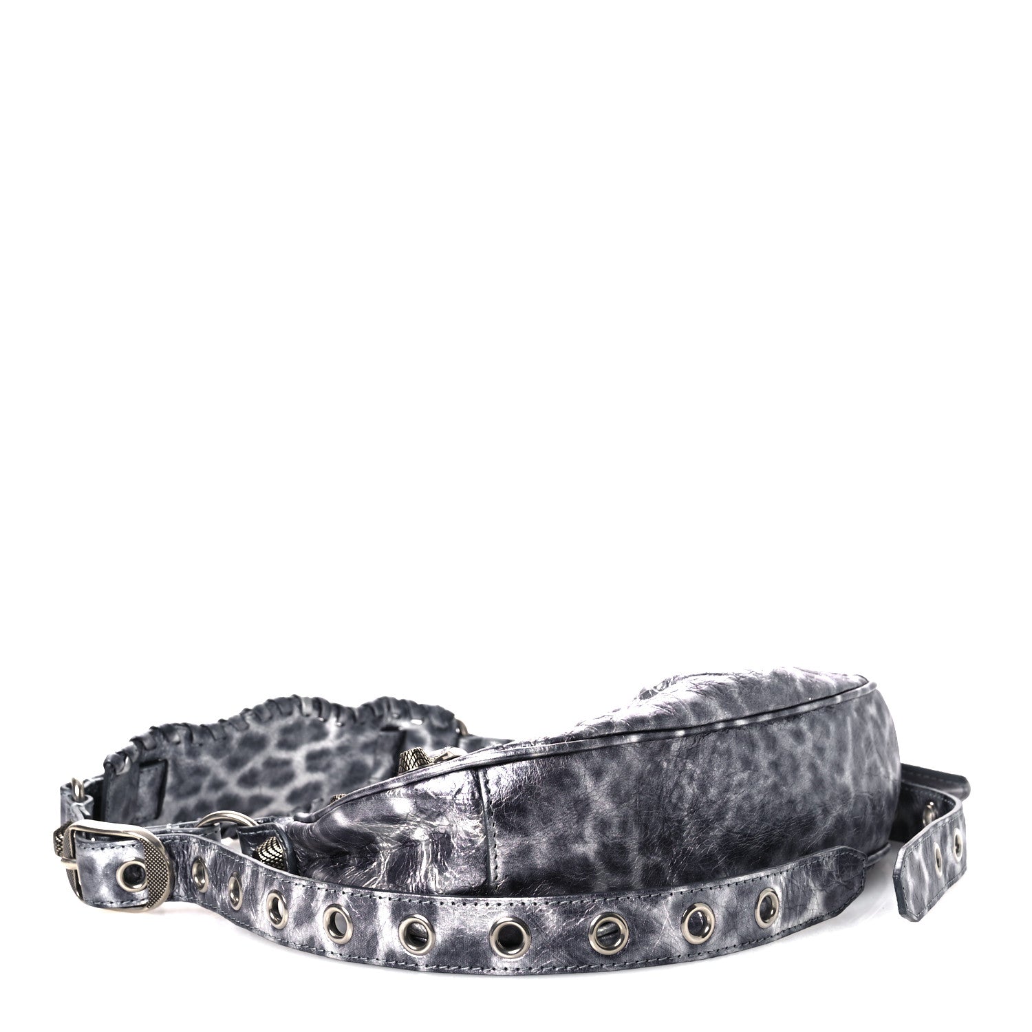 Balenciaga Metallic Agneau Arena Leopard Le Cagole Shoulder Bag XS Dark Grey
