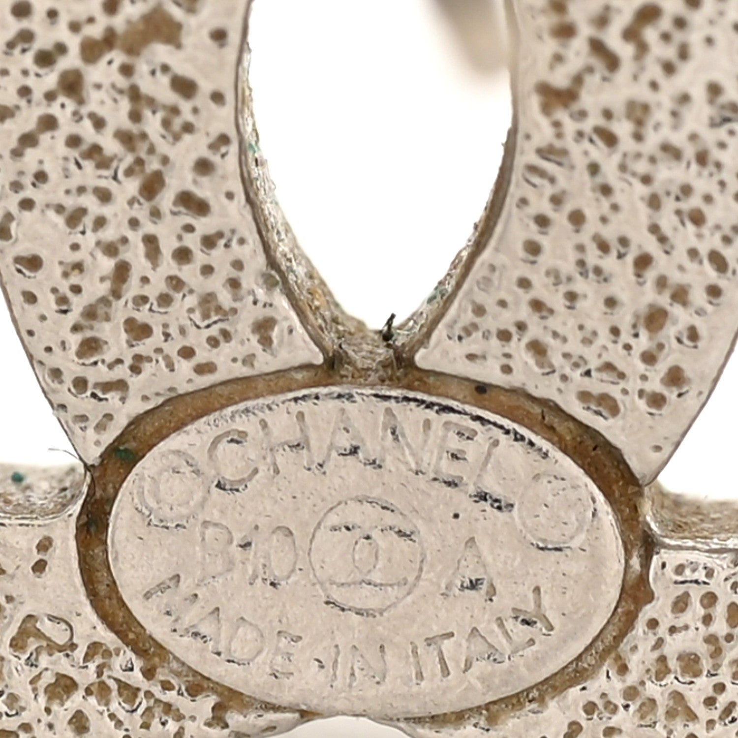 Chanel Glitter Resin CC Earrings Silver White