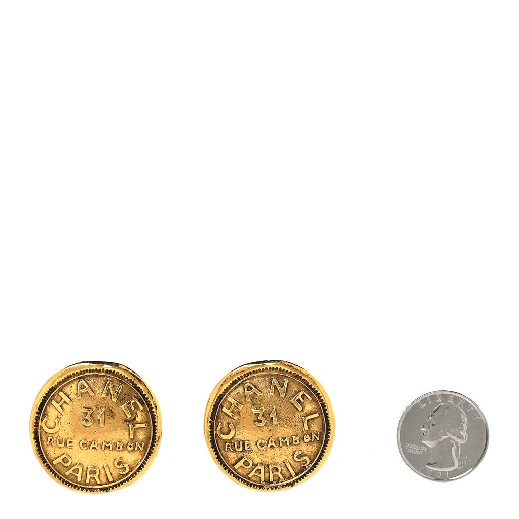 Chanel Metal Rue Cambon Clip On Earrings Gold