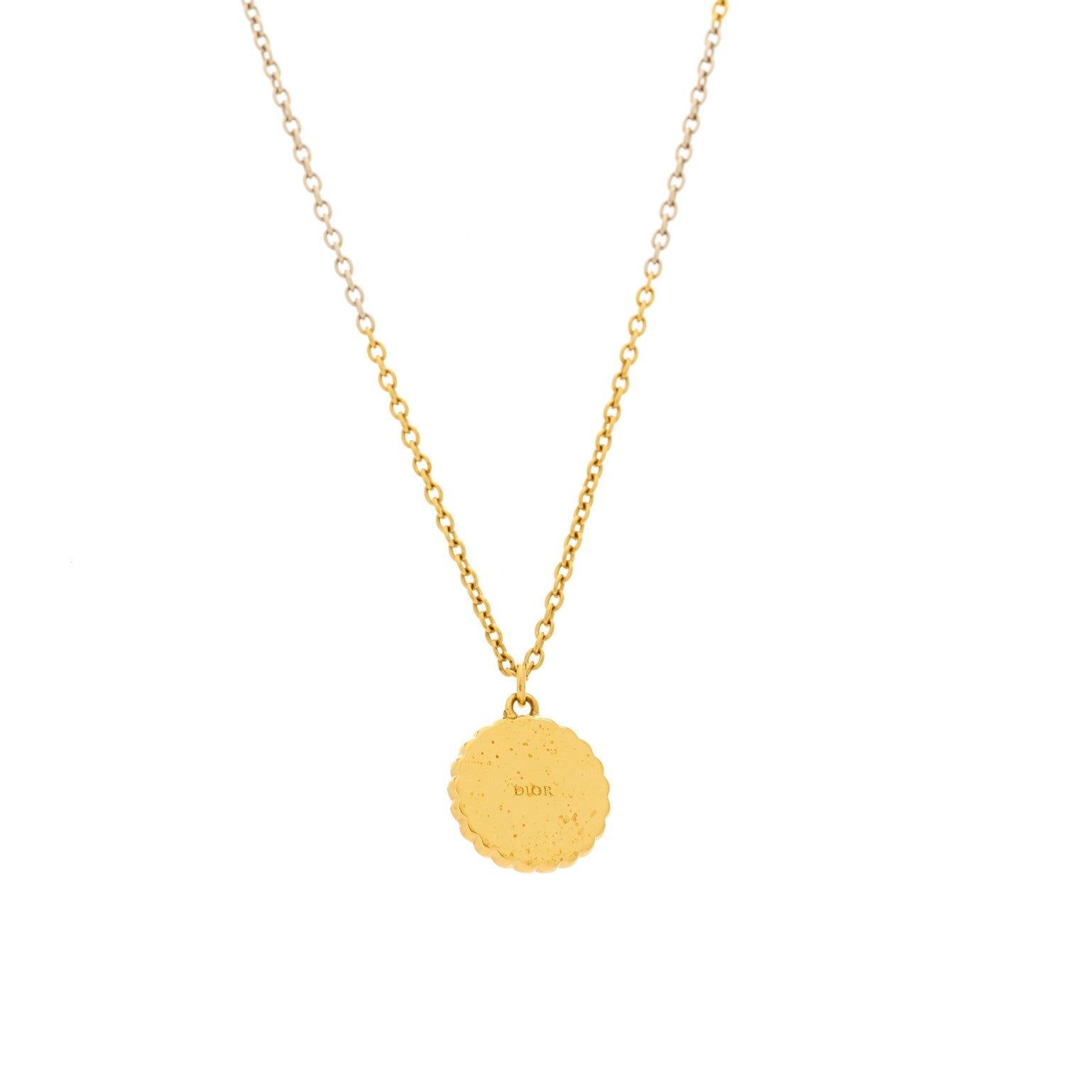 Christian Dior Metal Pearl CD Necklace Gold Black