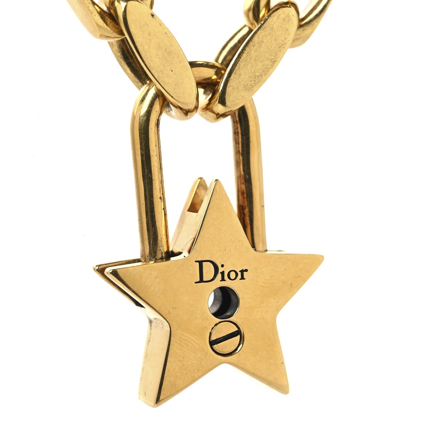 Christian Dior Metal Lucky Star Choker Necklace Aged Gold