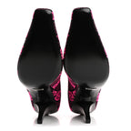 Gucci Technical Jersey Knit GG Monogram Square G 75mm Ankle Boots 37 Black Neon Fucsia