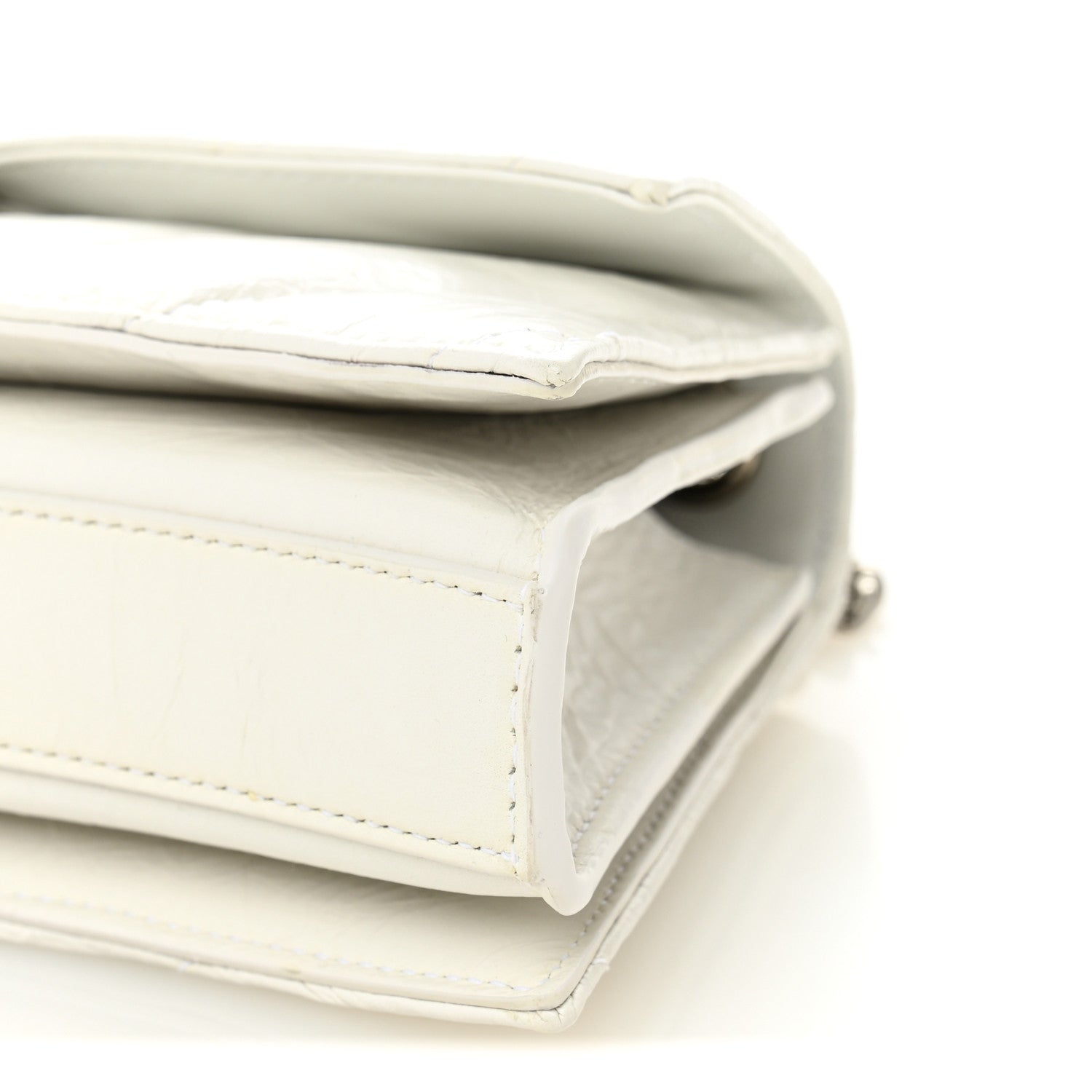 Balenciaga Crushed Calfskin Quilted Small Crush Chain Bag Optic White
