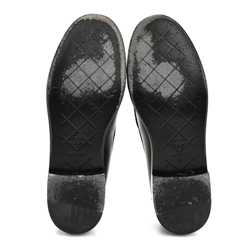 Chanel Lambskin Quilted CC Turnlock Loafers 38 Black