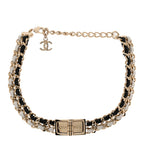 Chanel Metal Lambskin Reissue Lock Choker Necklace Black White Gold
