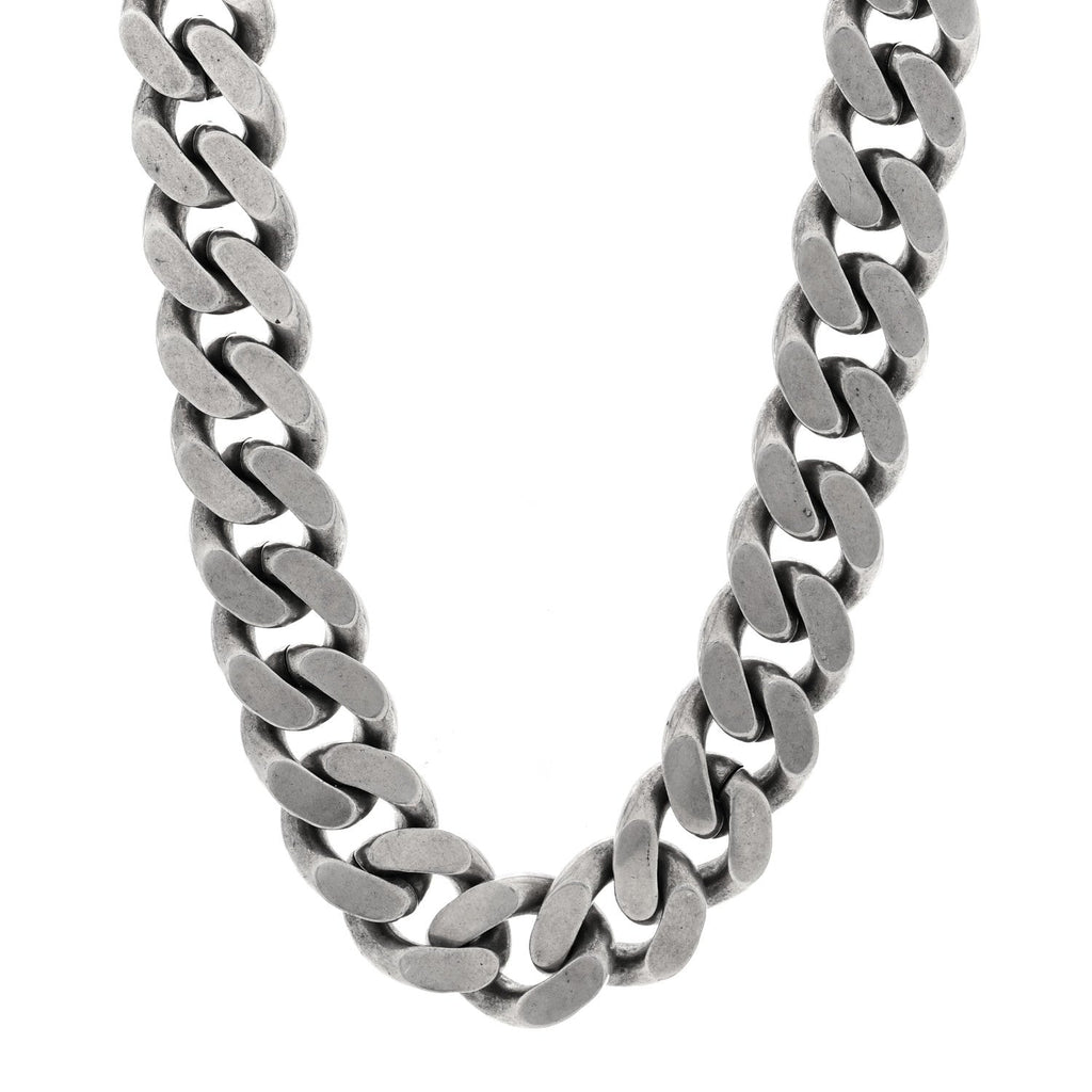 Saint Laurent Metal Curb Chain Necklace Oxidized Silver