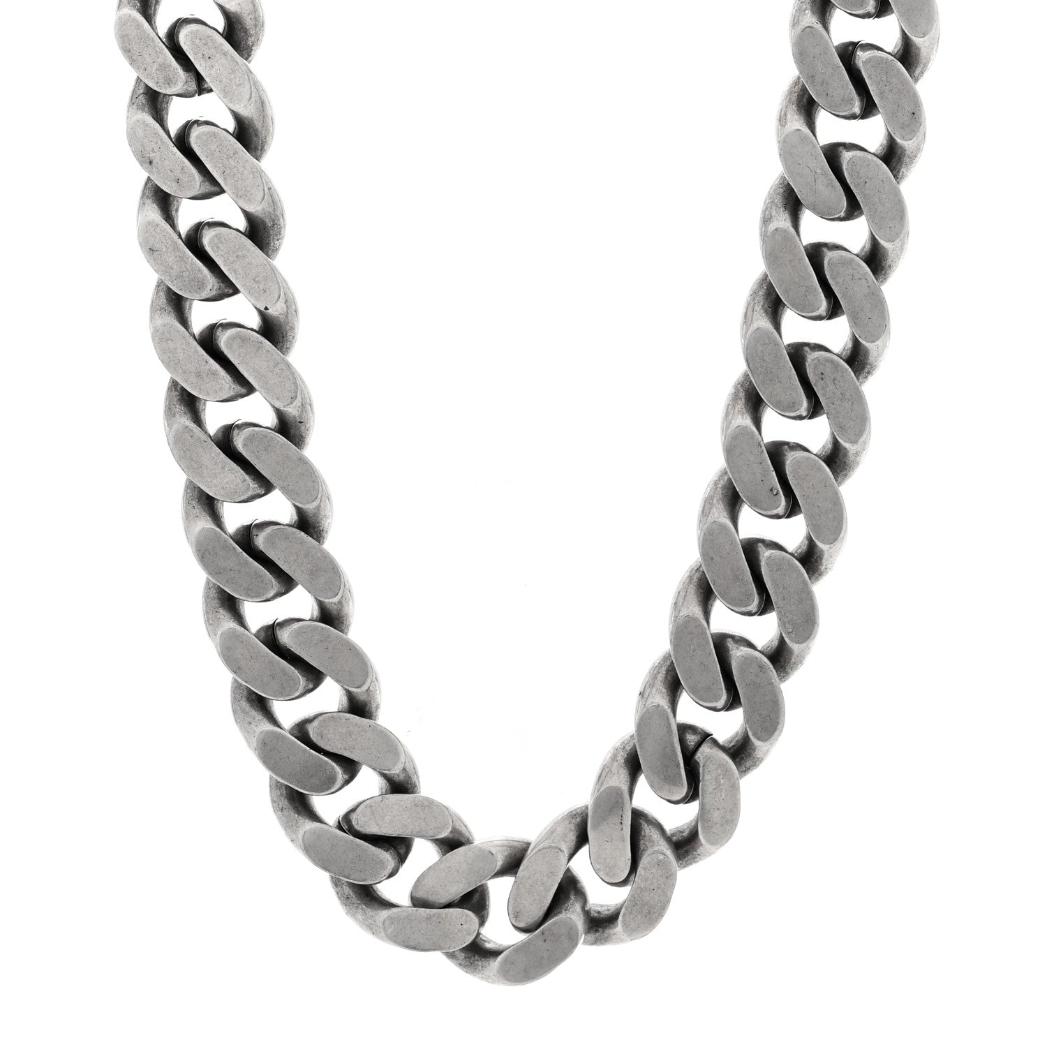 Saint Laurent Metal Curb Chain Necklace Oxidized Silver