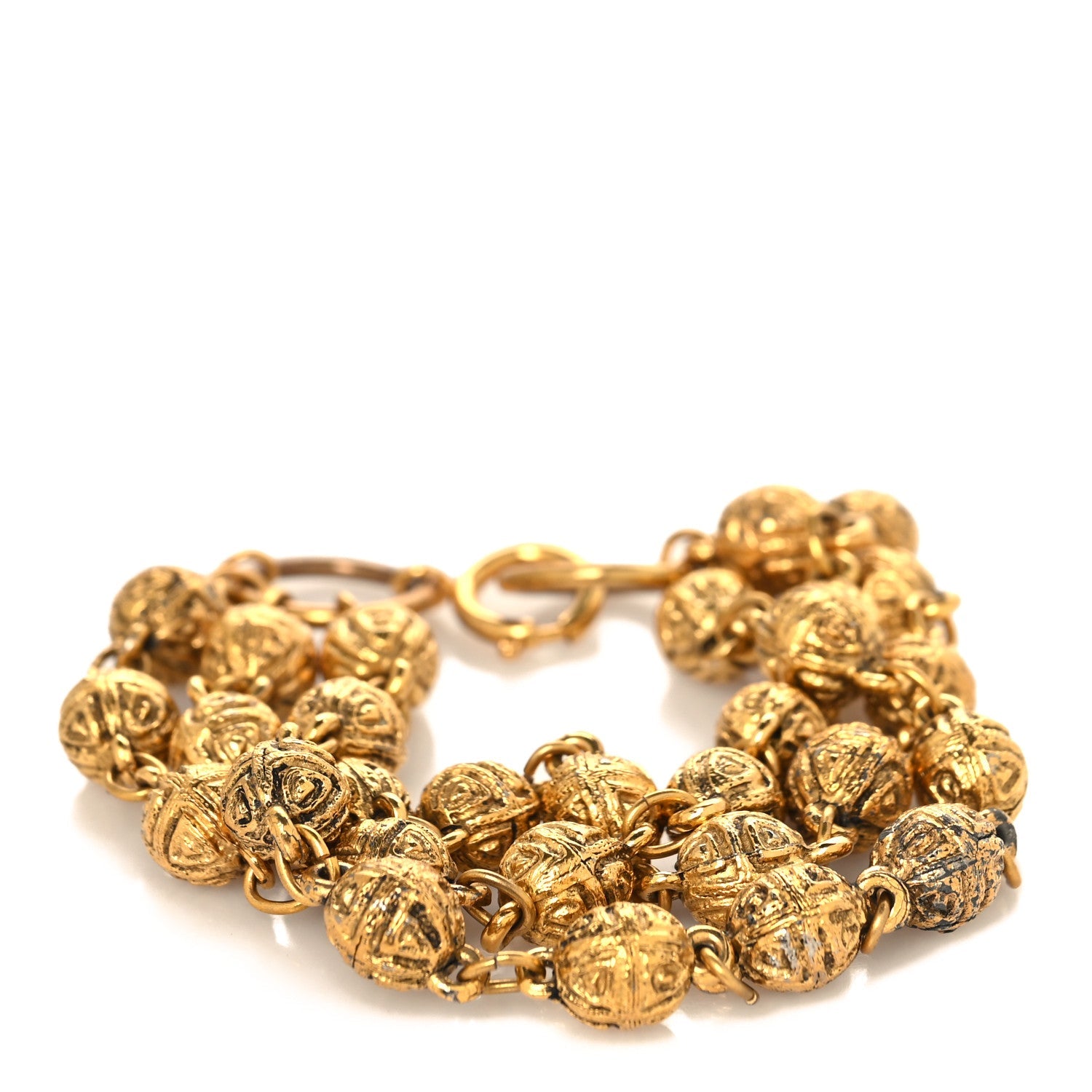 Chanel Metal Beaded Multistrand Bracelet Gold