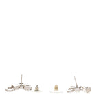 Chanel Metal Crystal Pearl Coco CC Earrings Silver