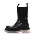 Bottega Veneta Calfskin The Tire Chelsea Boots 39 Black Transparent