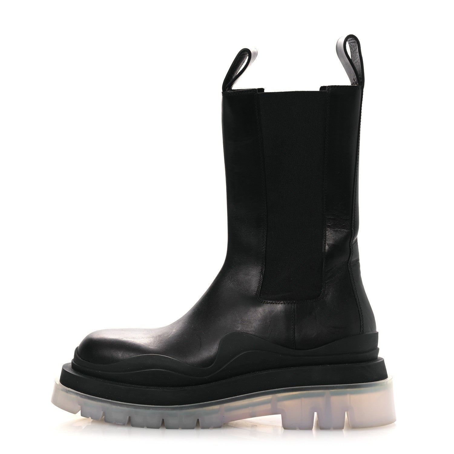 Bottega Veneta Calfskin The Tire Chelsea Boots 39 Black Transparent