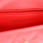 Chanel Shiny Aged Calfskin Quilted Nano Kelly Shopper Red