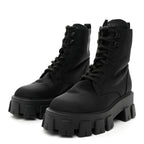 Prada Re-Nylon Gabardine Metal Triangle Logo Monolith Pouch Pocket 55mm Boots 39 Black