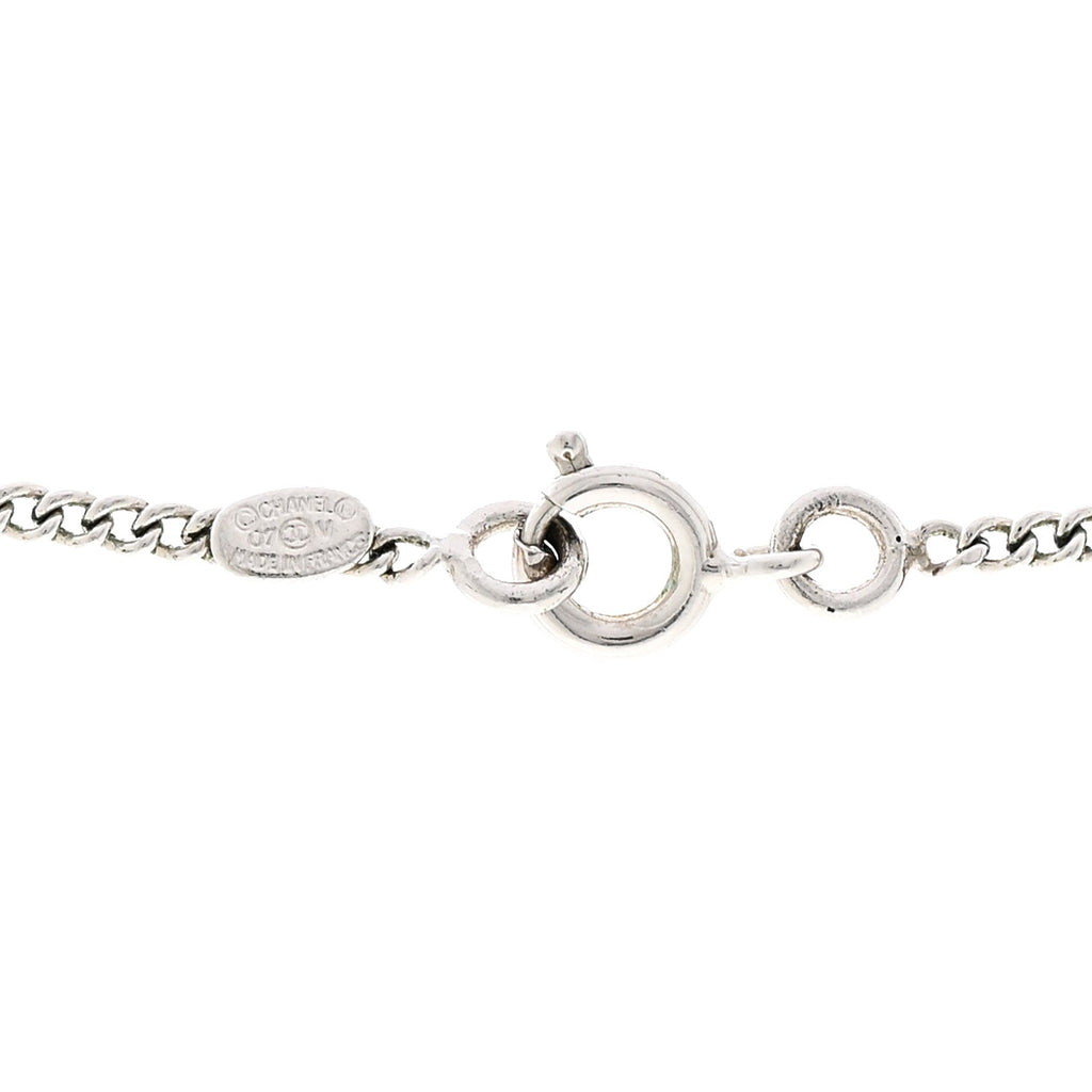 Chanel Crystal Timeless CC Necklace Silver