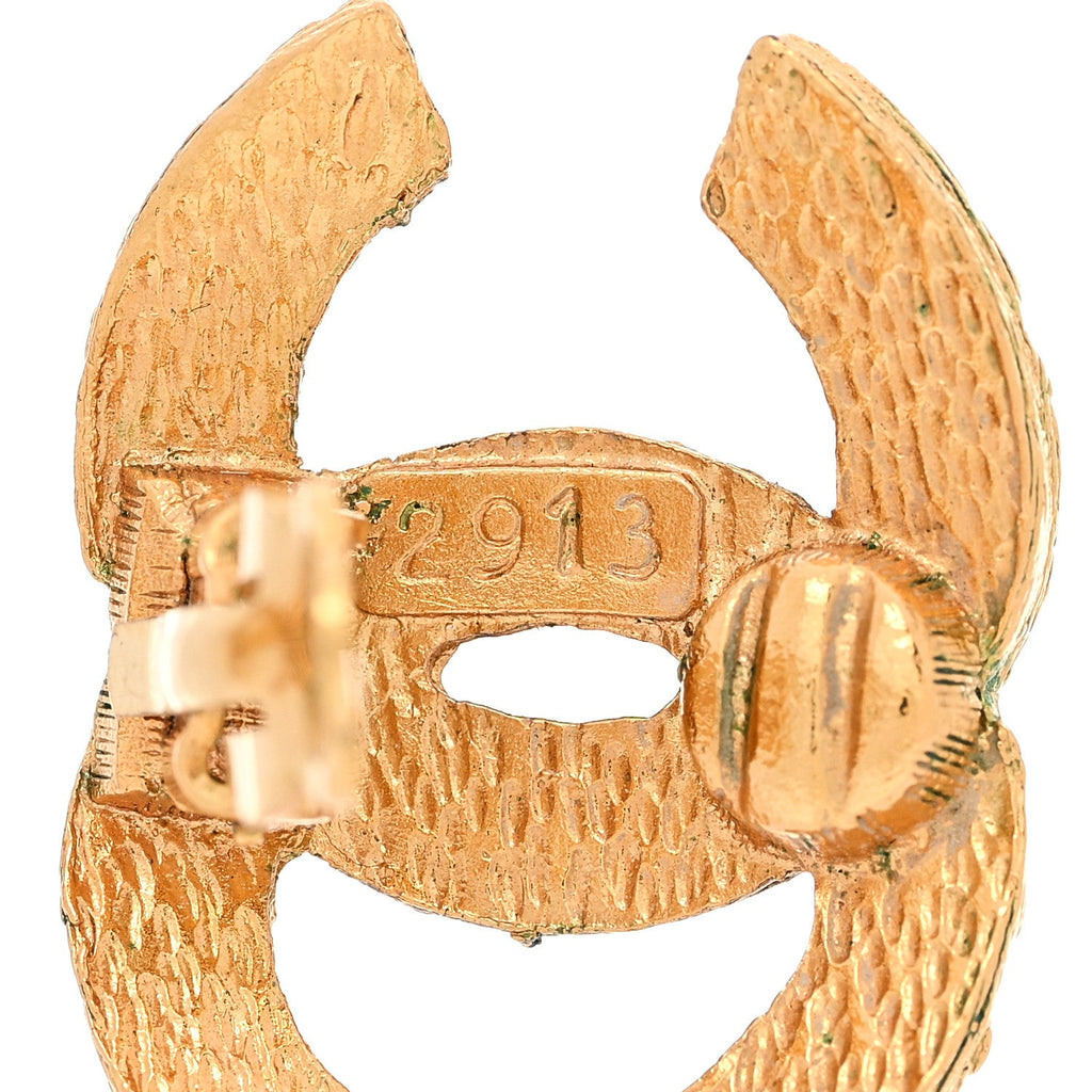 Chanel CC Woven Clip On Earrings Gold