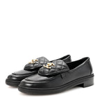 Chanel Crumpled Lambskin Quilted CC Turnlock Loafers 38.5 Black
