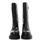 Prada Vitello Shearling Winter 2 Boots 39.5 Black