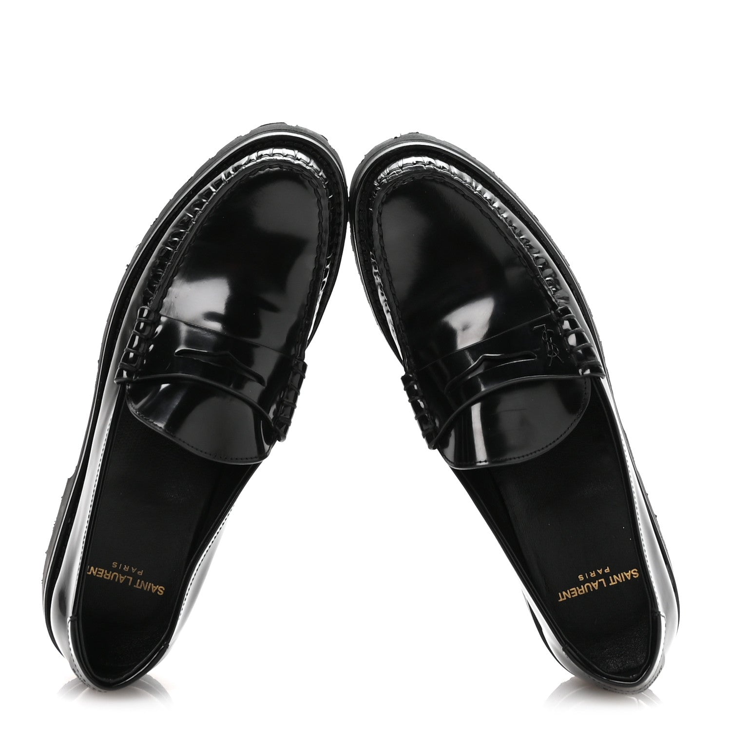 Saint Laurent Glazed Calfskin Le Loafer 15 Penny Slippers 39 Black