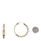 Chanel Metal Lambskin Crystal Sergeant Chanel Hoop Earrings Gold