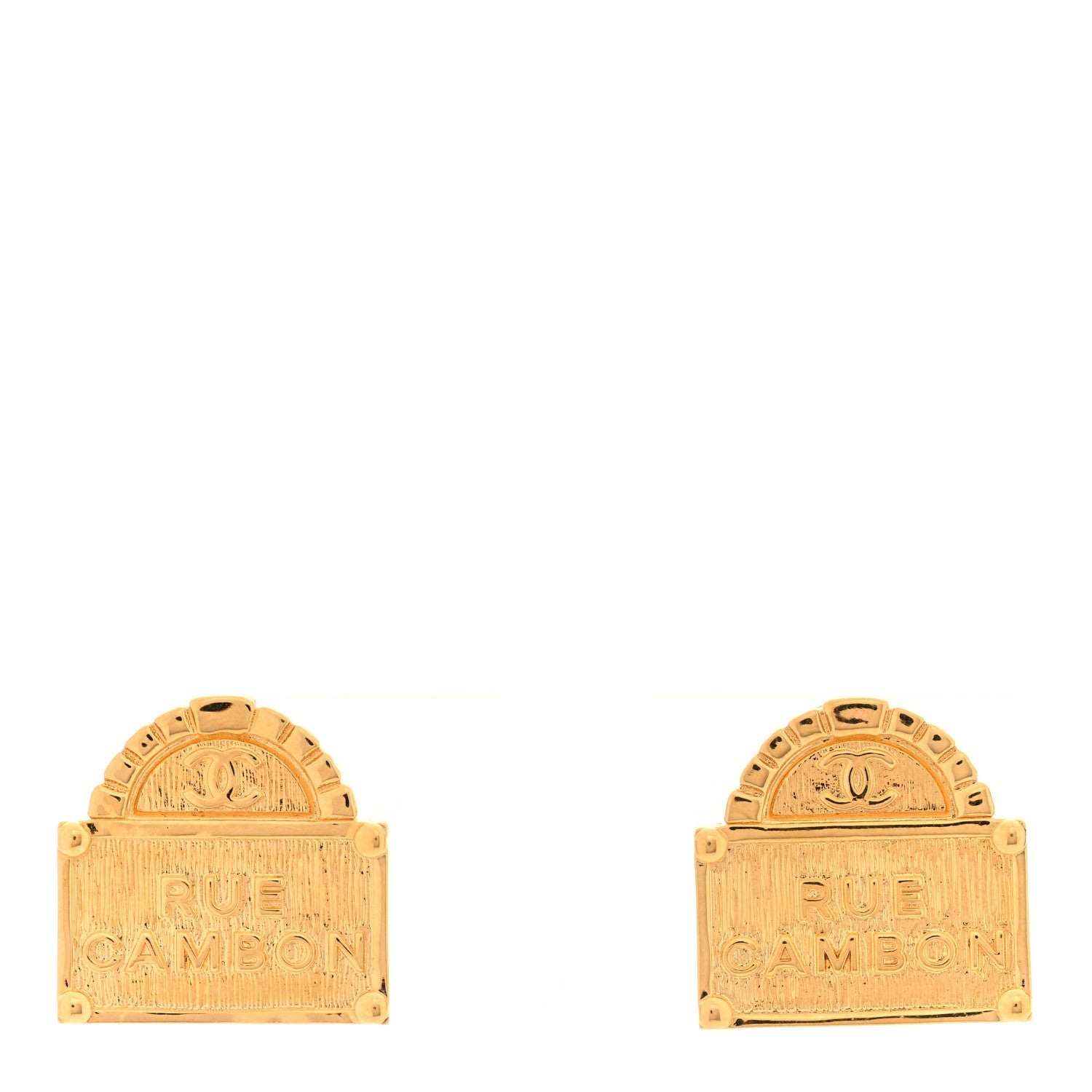 Chanel Metal Rue Cambon Earrings Gold